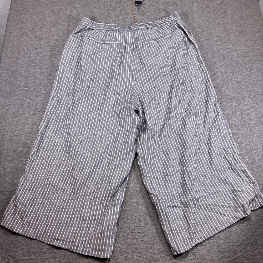 Banana Republic Wide Leg Pants Women XL Blue Striped Linen Boho Indie Summer